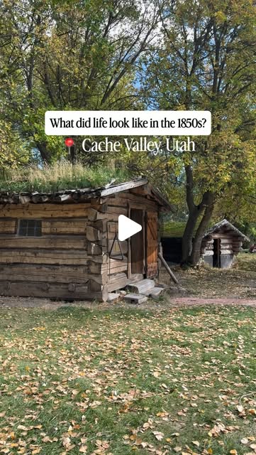 Old log cabin in fall